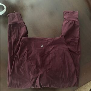 Lululemon maroon high rise align joggers size 6 25”